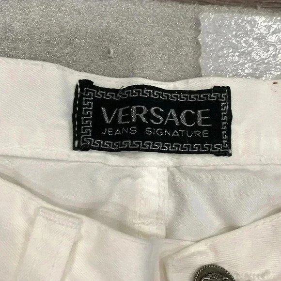 [W28L26] Versace Jeans Signature Ittierre Cream White Button Fly High Rise Jeans - Picture 2 of 10